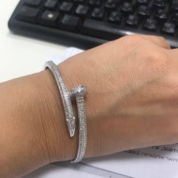 Rhinestones Copper Nail Bracelet and Ring Set - Picture 4 of 4